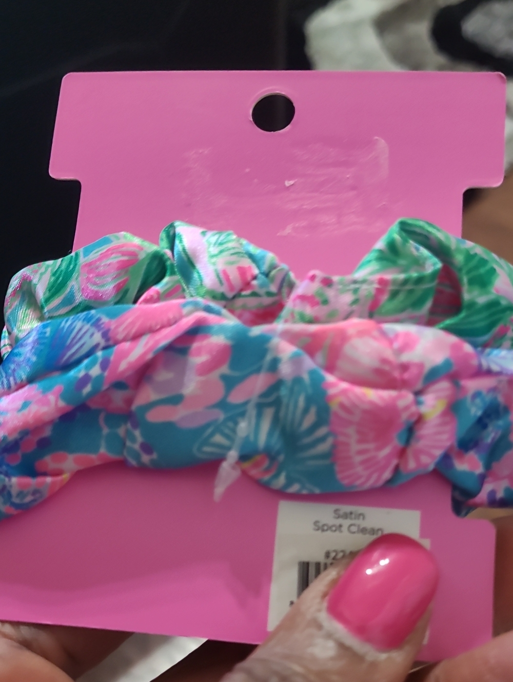 Lilly Pulitzer Pink, Blue & Green Floral Satin Scrunchie Duo - Picture 3 of 3